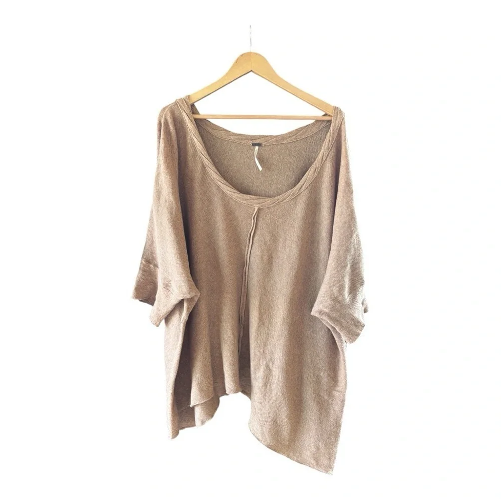 FREE PEOPLE Camel Knit Oversized Sweater